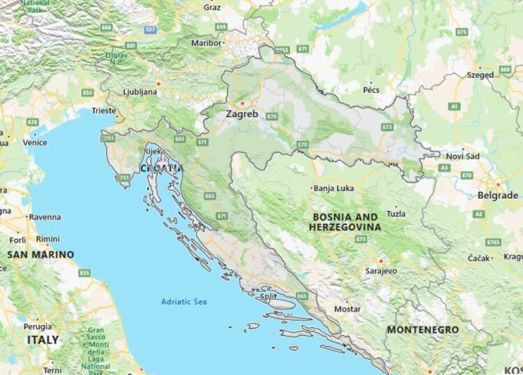Croatia Map with Surrounding Countries