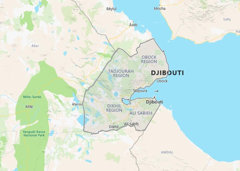 Djibouti Map with Surrounding Countries