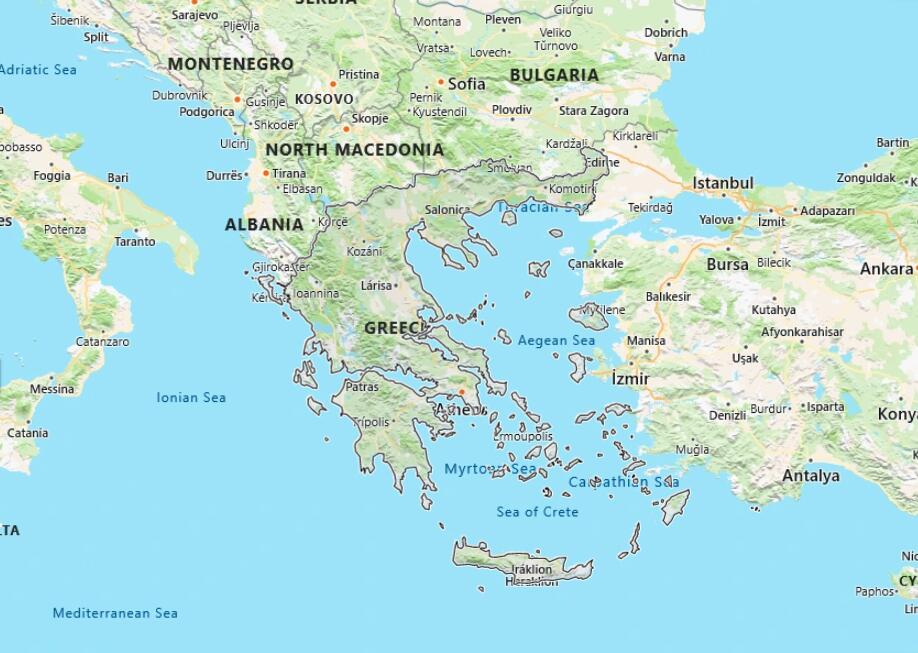 Greece Map with Surrounding Countries