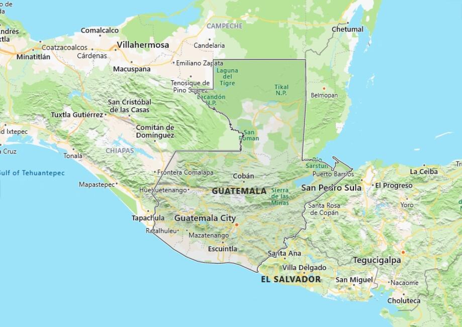 Guatemala Map with Surrounding Countries