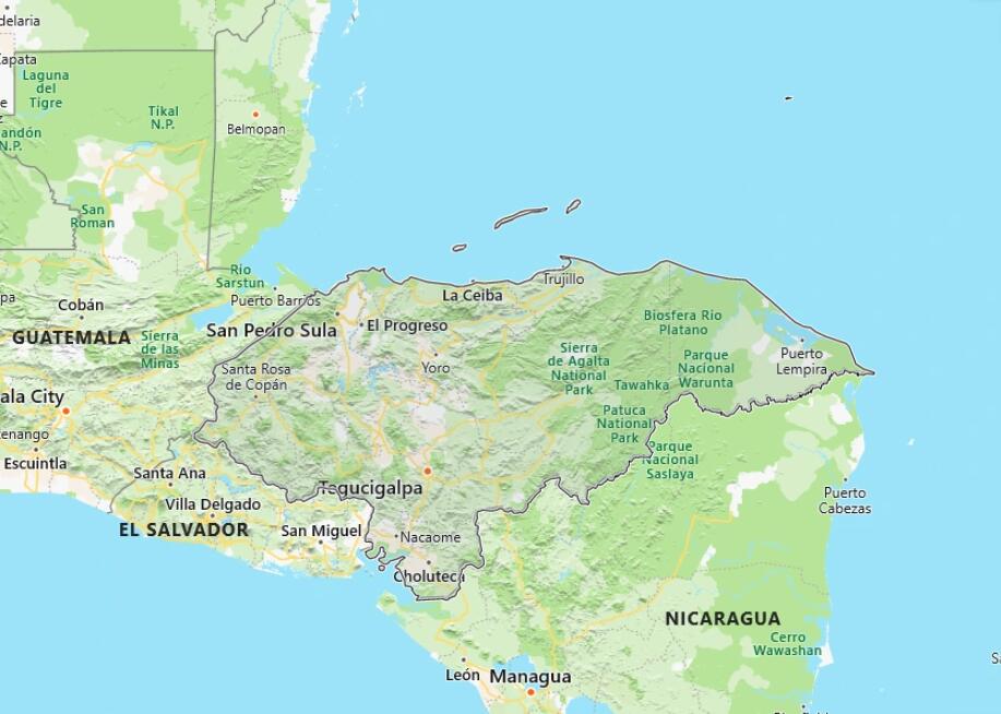 Honduras Map with Surrounding Countries