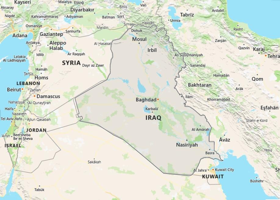 Iraq Map with Surrounding Countries