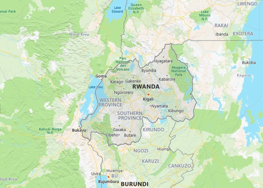 Rwanda Map with Surrounding Countries