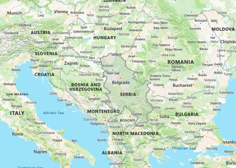 Serbia Map with Surrounding Countries