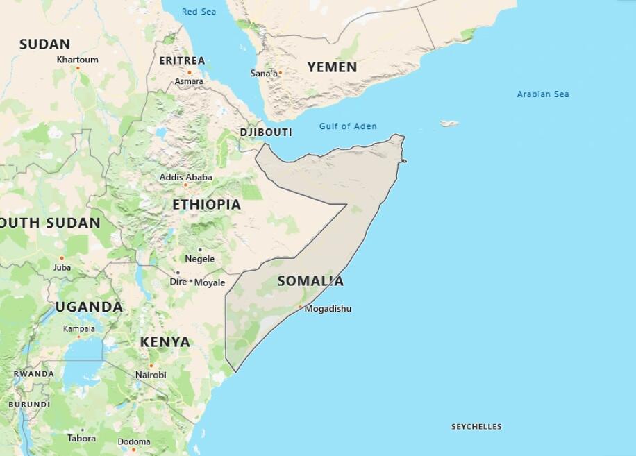 Somalia Map with Surrounding Countries