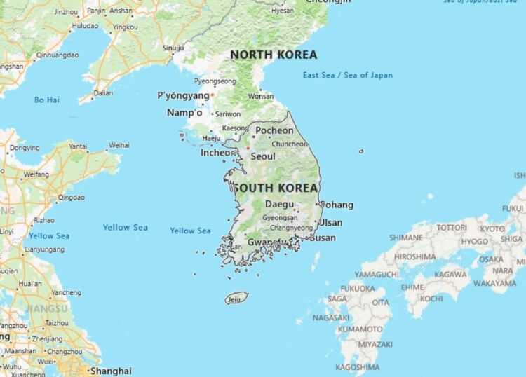 South Korea Map with Surrounding Countries