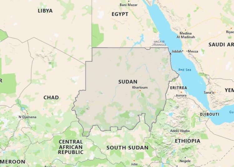 Sudan Map with Surrounding Countries